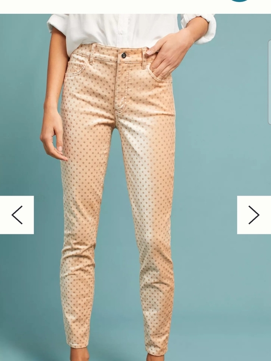 Pilcro and the Letterpress Denim - Pilcro and the Letterpress Beige Polka Dot Skinny Jeans